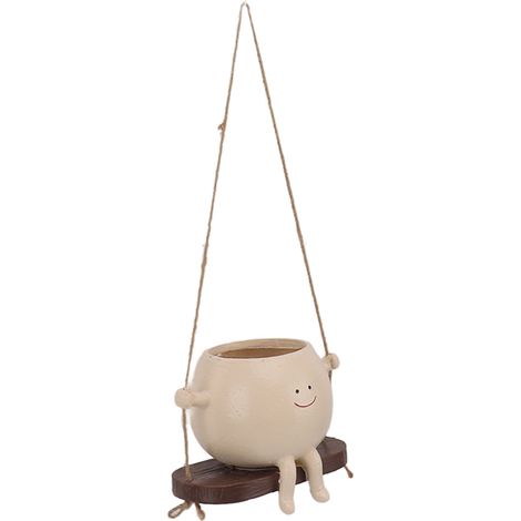Poterie suspendue en résine Swing Face, pot de suspension original et charmant pour plantes succulentes (1/5)