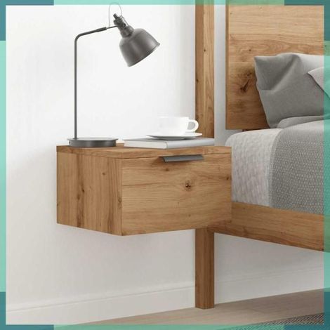 Table de chevet murale - 856981 - Chêne artisanal - Bois d'ingénierie - 34 x 30 x 20 cm (1/5)