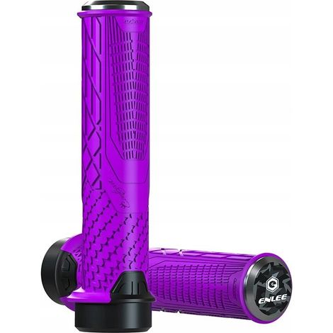 Manopole per manubrio di bicicletta, in TPR, 138 mm con morsetto, colore viola Enlee. (1/5)