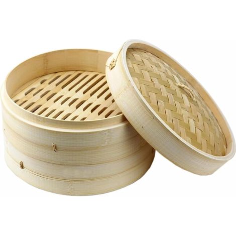 Panier à Vapeur en Bambou - 30 cm - Pour Légumes Poisson Riz Dim Sum Boulettes - 3 Étages avec Couvercle