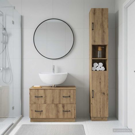 vidaXL 2 Piece Bathroom Cabinet Set HOORN Artisan Oak Engineered Wood (1/5)