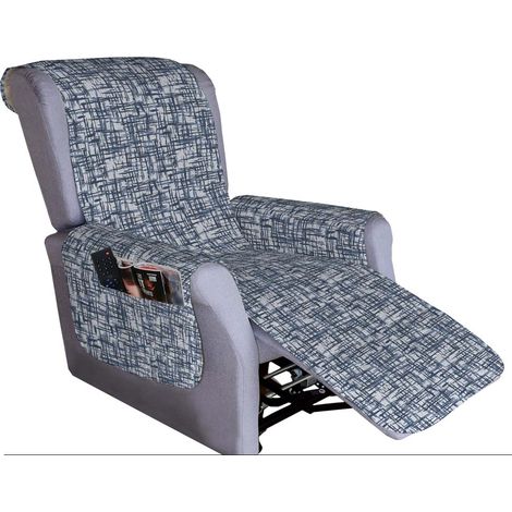 Copripoltrona per Poltrona reclinabile Relax con Doppie Tasche Reticolo blu