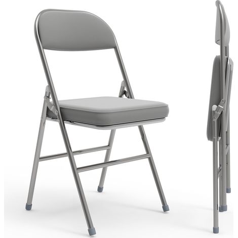 Haloyo® Lot de 2 Salon de jardin chaises pliantes assise dossier rembourrés acier synthétique, 46x41x80.3cm, gris (1/5)