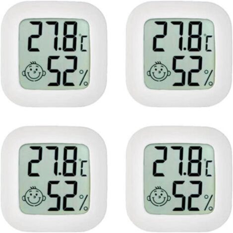 Lot de 4 thermomètres d'ambiance, mini thermomètre, hygromètre, hygromètre de température de haute précision avec icône d'air de confort pour cuisine, chambre de bébé, serre, entrepôt, bureau (1/5)