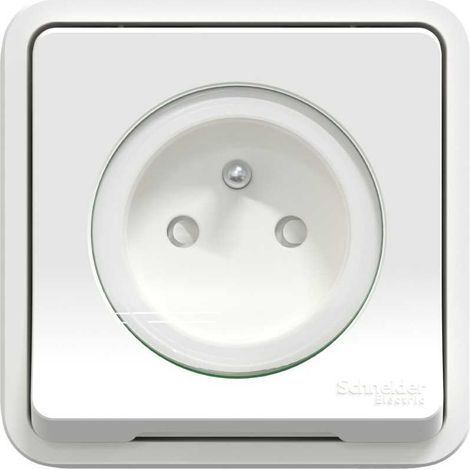 Lot de 60 prise de courant 2P+T - Avec cadre - Étanche - Sans emballage unitaire - Blanc - Mureva Styl - MUR39036P - Schneider