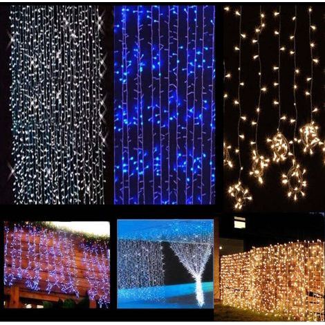 96 LED guirlandes lumineuses en fil de rideau lumineux à l'extérieur à l'intérieur de la lumière de fête de carnaval de décoration (1/3)