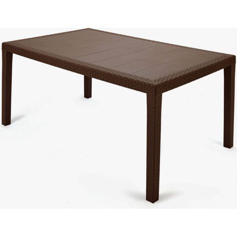 Tavolo rettangolare da giardino, Made in Italy, 138x78x72 cm, color Moka (1/2)