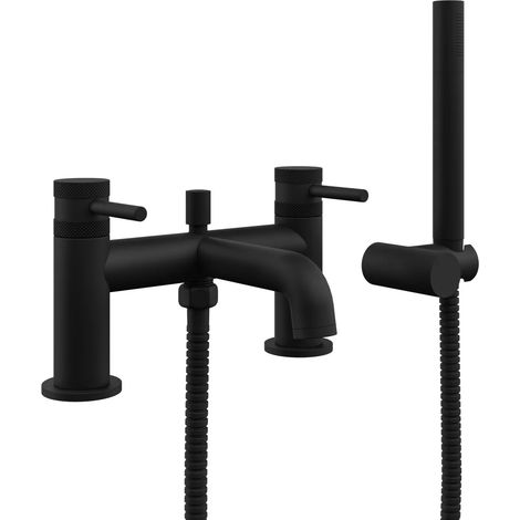 Core Bath Shower Mixer Tap Matt Black Finish Round Style Bathroom With Handset (1/2)