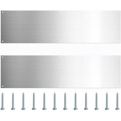 Lot de 2 plaques de seuil de porte en acier inoxydable, panneau de protection de bas de porte en métal, plinthe résistante aux rayures avec vis pour portes intérieures et extérieures (1/5)