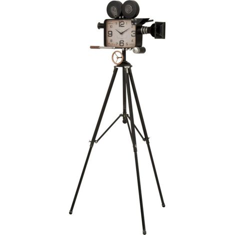 Horloge Design sur Pied "Camera" 153cm Noir (1/2)