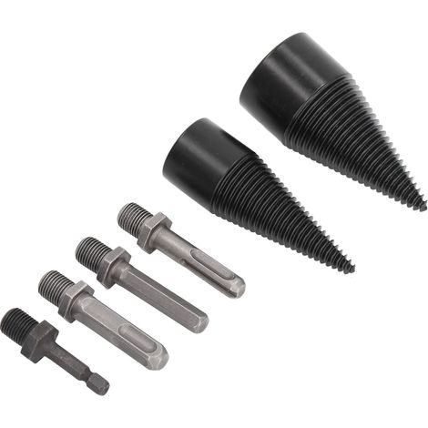 6-teiliges Holzbohrer-Set (32 mm und 42 mm), robuster, abnehmbarer Spaltkegel mit 4 Griffen, für Camping und Forstwirtschaft (1/5)