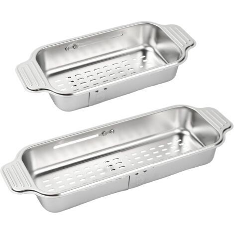 Abflusssieb über der Spüle, erweiterbares Abflusssieb, Abflusssieb aus Edelstahl 304, einziehbares Abflusssieb für die Küchenspüle, Abflusskorb zum Waschen von Gemüse und Obst, 33,5–43,3 cm (1/5)