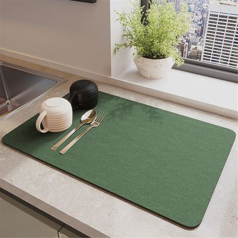1 Tappetino scolapiatti, 40x50 cm, terra diatomacea, silicone antiscivolo, asciugatura rapida, per lavello da cucina/bar.