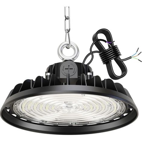 Faro LED High Bay da 150 W, illuminazione per garage, 22500 lumen, illuminazione per officine, 6000 K, 120°, IP65, lampada industriale dimmerabile, 90 W/120 W/150 W, fabbriche, cantieri edili, magazzi (1/4)