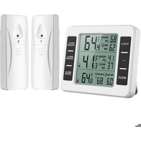 Thermomètre connecté pour réfrigérateur - - Alarme congélateur - 2 capteurs sans fil - MIN/MAX température (1/3)