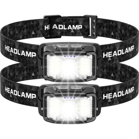 Lot de 2 Lampes Frontales LED Ultra-Puissantes 2000 Lumens avec Capteur de Mouvement, Éclairage Rechargeable pour Camping, Pêche, Course à Pied et Cyclisme (1/5)