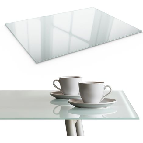 Plateau de table - en verre givré - Pour tables à manger et basses - Facile à nettoyer - rectangulaire - Table basse en verre - 80x60 cm (1/5)