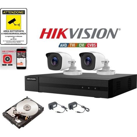 KIT VIDEOSORVEGLIANZA HIKVISION DVR 4 CANALI 3K 2 TELECAMERE 5 MPX HD 500 GB