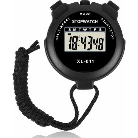 Chronomètre Électronique Étanche, Multifonction Chronomètre de Sport, Chronomètre Numérique Chronomètre Montre Numérique d'Arbitre par Intervalles ABS Extérieure avec Lanière (Noir) (1/5)