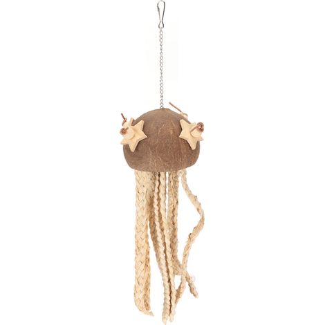 Jouet pour perroquet à déchiqueter en coquille de noix de coco - Jouet à mâcher sans danger pour oiseaux - Décorations suspendues pour cages à oiseaux (1/5)