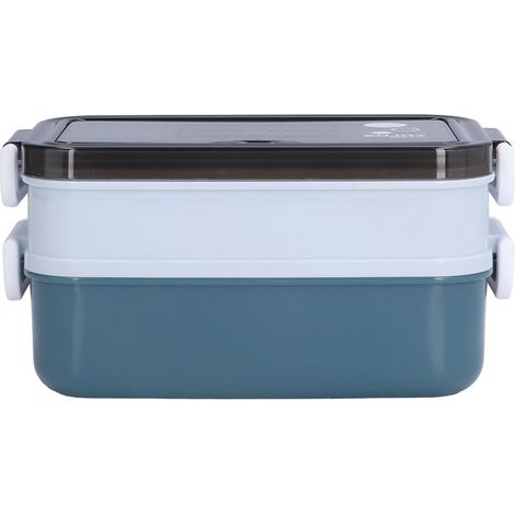 Boîte repas isotherme double couche en acier inoxydable 304, déjeuner portable pour bureau, étudiant, avec bol à soupe 200ml, modèle Caro bleu (1/5)