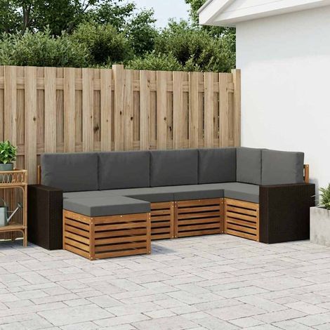 vidaXL Ecksofa Set mit Kissen 6 pcs Natur und Anthrazit (1/5)