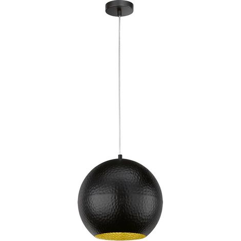 Pendelleuchte MYLON Kugel 1-flammig Schwarz, Lampenschirm innen Gold, Ø 30cm (1/5)