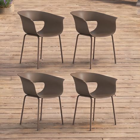 Chaise de jardin kaffee en métal plastique 61 x 51 x 74 cm (1/5)