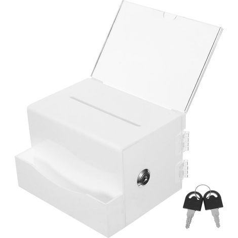 Boîte à Dons Acrylique avec Serrure et Clé, Grosse Capacité, Fente pour Cartes de Visite, pour Collectes de Fonds et Expositions (1/5)