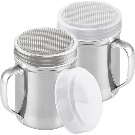 Puderzuckerstreuer mit Griff – Zimtstreuer für die Kaffeebar – Feinmaschiges Belüftungssystem – 170,1 g (ca.), 2er-Pack  Stil: Schlank