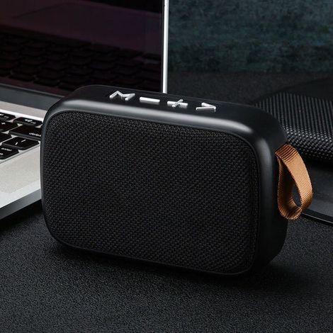 (Noir) Mini enceinte Bluetooth portable sans fil et étanche en tissu (1/5)