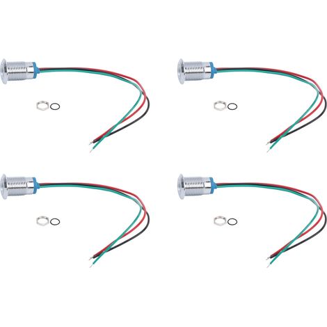 4 Kits LED Pré-câblées Rondes Étanches 2 Couleurs Lumière Indicateur Cathode Commune 12mm 3-6V (Rouge et Vert) (1/5)