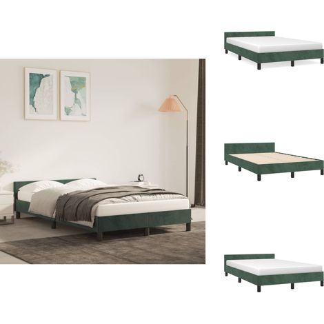 Bettgestell ohne Matratze Dunkelgrün 120x190 cm Samt - Samtsofa - Bettesystem - Doppelbett - Boxspringbetten - Lattenrost (1/5)