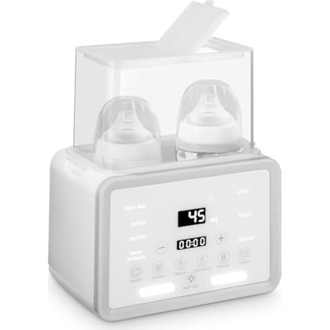 Chauffe-biberon, stérilisateur de biberons, 8 en 1, chauffage rapide, stérilisation simultanée de 2 biberons, stérilisateur à vapeur réglable avec écran LCD (1/3)