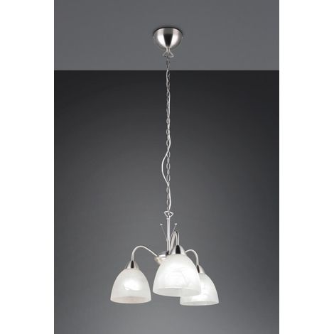 Suspension décorative argentée en verre albâtre, 3 x E27, 10 W (1/3)