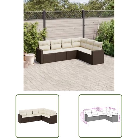 The Living Store 6-tlg. Garten-Sofagarnitur mit Kissen Braun Poly Rattan - Gartensofa - Outdoor Möbel - Gartenmöbel Set - Rattan Sofa - Lounge Set (1/3)