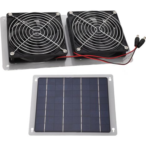Kit ventilateur solaire 100W avec panneau photovoltaïque pour aération extérieure extraction refroidissement maison animaux comble (1/5)