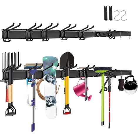 Support mural pour garage et jardin : solution de rangement peu encombrante et robuste pour ranger les outils de jardin et les outils (1/5)