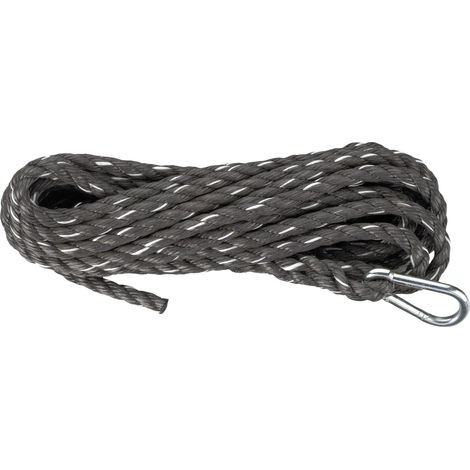 Dörner + Helmer PP-Seil 14mm, 3-schaftig gedr., schwarz mit Karabinerhaken 10mm, Docke 10 m