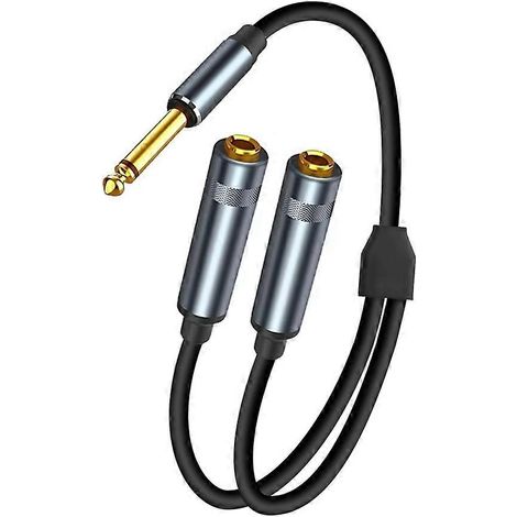 Câble répartiteur audio stéréo 6,35 mm mâle vers 2 femelles pour amplificateur et enceinte (1/5)