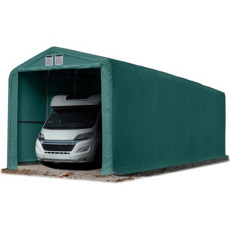 4x24m tente-garage de stockage, porte 3,5x3,5m, toile PVC d'env. 550 g/m²