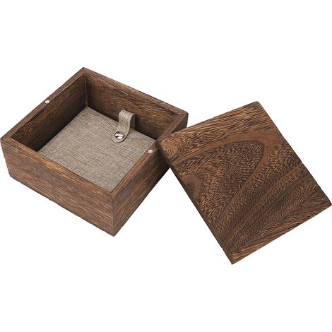 Coffret de Rangement Vintage Carré pour Bijoux, Boîte à Trésors Haut de Gamme en Cire, Couvercle Amovible, Taille 12x12x6cm, Multi-Usage (1/5)