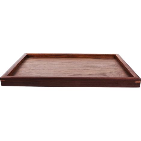 Plateau Rectangulaire Matériau Sûr en Noyer Marron 30x20x2,2 Cm Rangement Serviettes et Présentoir Parfum pour Salle de Bain pour Alimentaire'-'- (1/5)