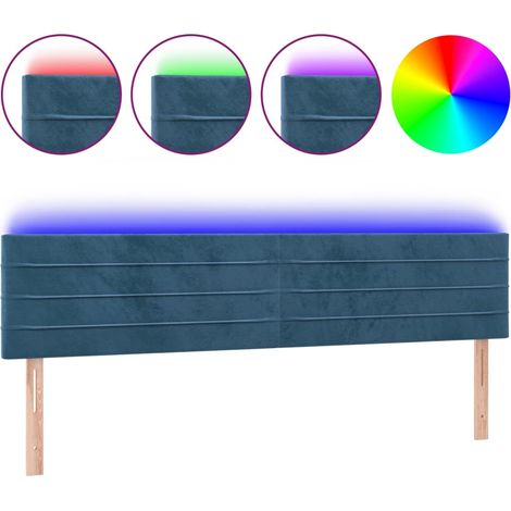 Tête de lit,Panneau décoratif à LED Bleu foncé 180x5x78/88 cm Velours CFW2383124 (1/5)