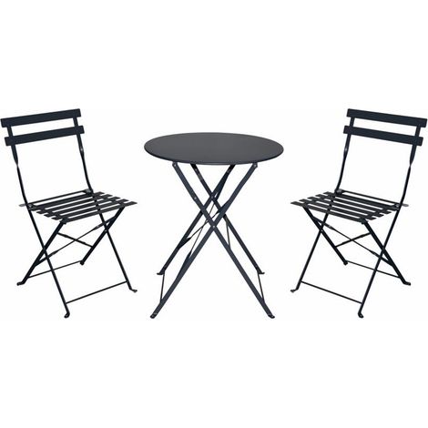 Marvin Set BISTROT Tavolo e Sedie Pieghevoli Tondo 60cm Da Giardino Balcone Terrazzo Patio Salvaspazio Antracite