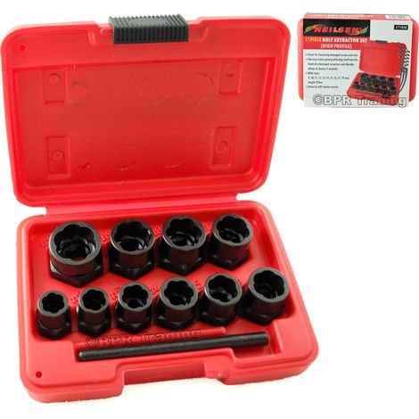 11PC Socket Set Locking Wheel Nut Remover For Broken Stud & Rounded Bolts CT1058 (1/3)