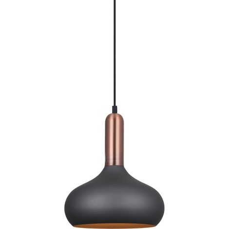 Italux Quesmo suspension noire/grise métal E27 60W Ø25cm (1/2)