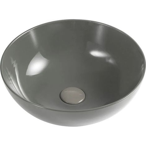 Lavabo da appoggio a ciotola 33 cm grigio cemento in ceramica Espeon (1/3)