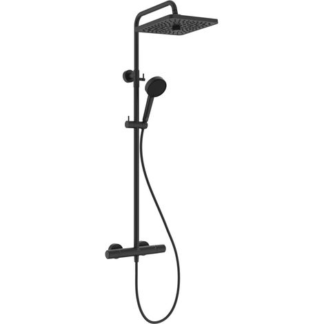 Colonne bain-douche, Pommeau de douche économe en eau avec jets variables, protection contre les brûlures, fonction thermostat et hauteur réglable – Noir Mat (1/5)