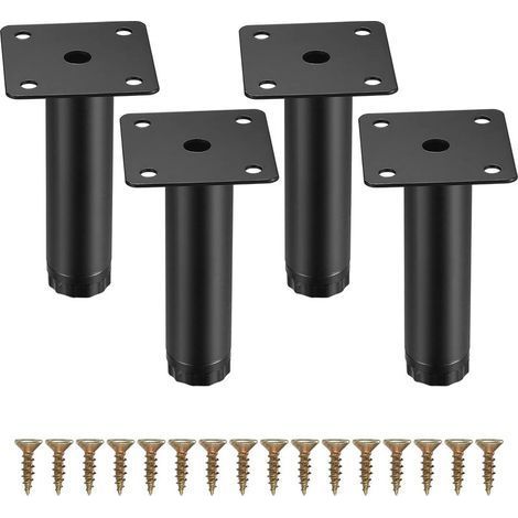 4 Pièces Pieds de Meuble, 10 cm/4 Pouces Pieds de Meubles Réglables, Pieds de Support en Fixation en Métal pour Meubles/Table/Chaise/Bureau/Cuisine/Armoire/Canapé (1/5)
